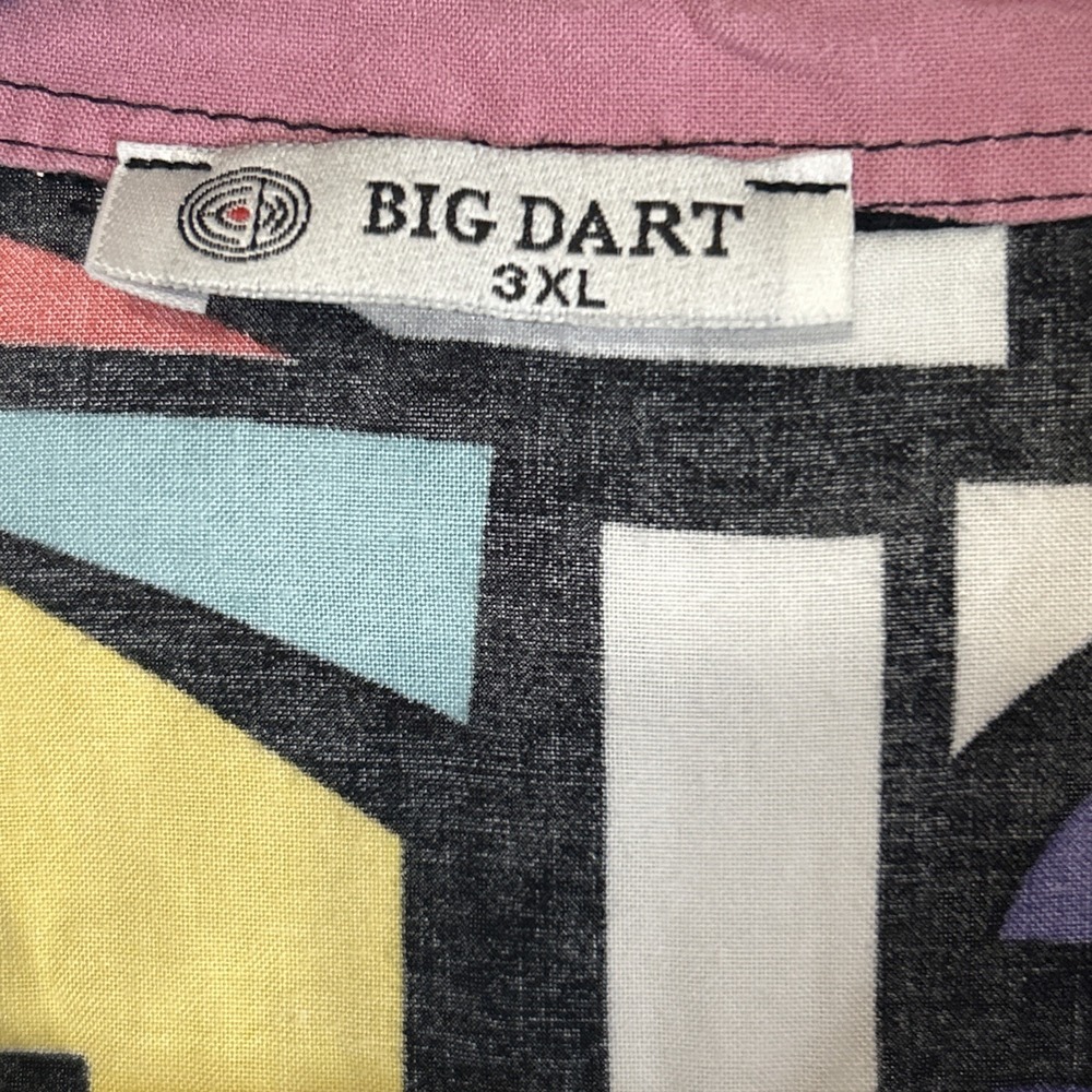 Big Dart Shirt Size 3XL Colorful Art Blouse 80s 90s Y2K Retro Button Up Abstract - Picture 6 of 8